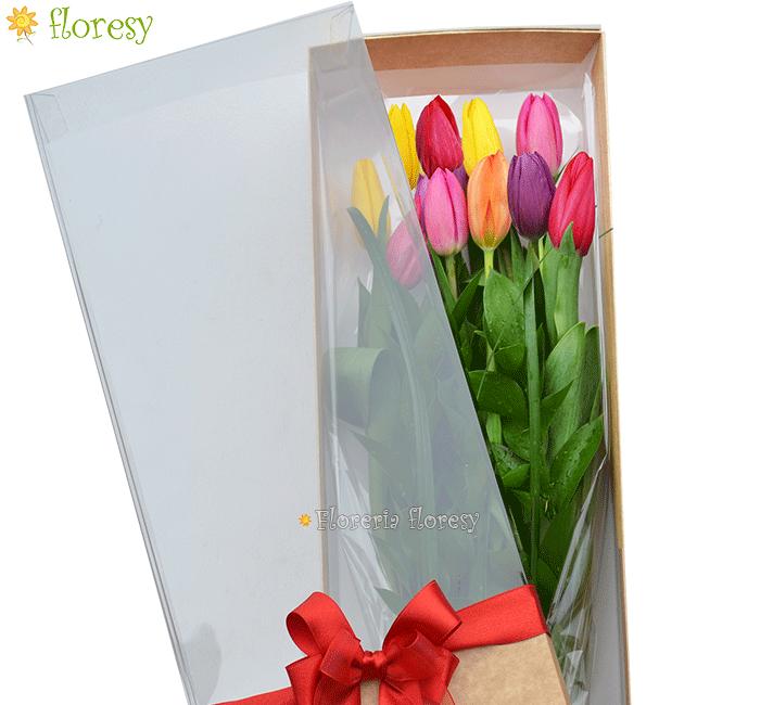 12 tulips in a box