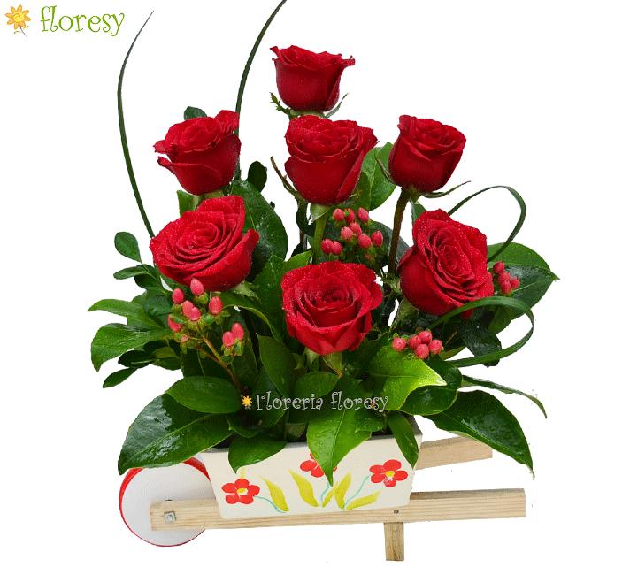 Carretilla Floral con Rosas