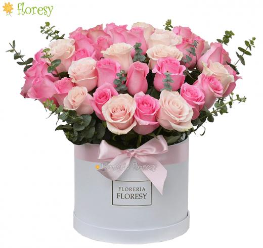 Box cilindrico Barbs - 36 rosas